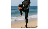Stand Collar Foot-Stirrup Rash Guard Raglan Seams Men's Rash Guard Suit Contrast Panels Full-Length Swim Suit Fitted for Diving, Snorkeling, Surfing, Swimming