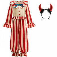 Horror Movie Clown Cosplay Complete Outfit Set Girls Clown Jumpsuit Realistic