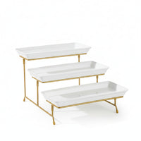 3-Tier Dessert Stand Melamine Trays Tableware Easy to Clean