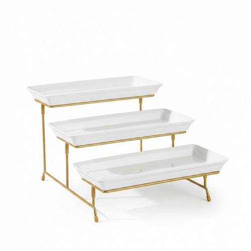 3-Tier Dessert Stand Melamine Trays Tableware Easy to Clean