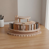 Corner Display Shelf Multifunctional 3-Tier Wooden Display Simple Setup Assembly Fan-Shaped Organizer Rack for Collectors, Desktop