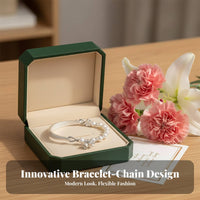Half Bangle Half Chain Bracelet Chinese Aesthetic Lily of the Valley Pearl