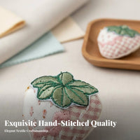Korean Design Strawberry Embroidered Embellishment Sweet Design Plaid Strawberry Embellishment Detailed Embroidery for Crafters