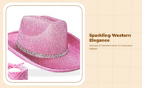Cowboy Hat Set, Rose Glow, Bandana, Glasses, Party Costume