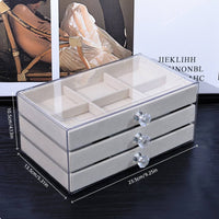 Stackable Jewelry Box Dustproof Clear Top Jewelry Case Knobs Household Storage for Women, Dresser