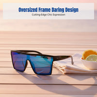 Trendy Punk Sunglasses, Large One-Piece Lens, Outdoor, Cycling, Unisex, Colorful Frame