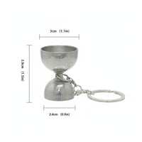 Mini Jigger with Key Keychain Loop Portable Bar Measure Silver for Travelers