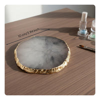 Artistic Resin Mixing Plate Nail Art Palette Decorative Gold Rim Polish Mixing Tray Lightweight Manicure Supply for DIY Manicurists