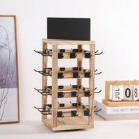 Rotating Jewelry Display Rack Tabletop Wooden Pegboard Display Space-Saving