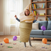 Soft Serve Cone Costume Single-Piece Ice Cream Cone Costume Waffle Texture