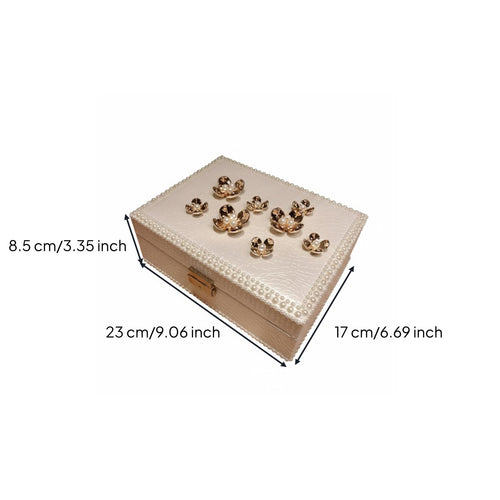 Double Layer Jewelry Box Elegant Floral Jewelry Box Carved Design for Bedroom