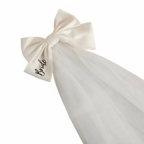 Bride Knot Veil, Creative Wedding Hair Accessory, Cream Ribbon, Bridal Decoration