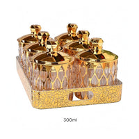 6 Pieces Decorative Storage Jar Set Sealed Gold Lidded Jar Set Glass-Like Household Organizer