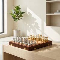 Chess Set with Storage Case Metal Chessboard Portable for Office, Collectors