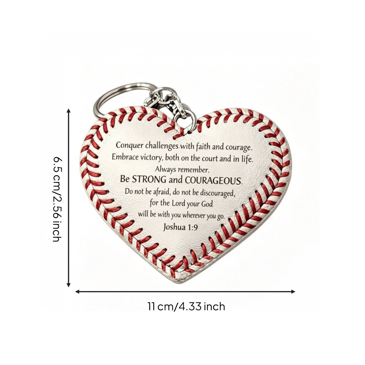 Heart Baseball Keychain Faith and Courage Baseball Ornament Keychain Great Gift
