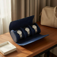 PU Leather Watch Box Dustproof 3 Compartment Watch Organizer Individual Compartments Soft Interior Lining for Business Trips