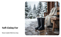 Non-Slip Fleece Lined Rain Boots Single-Piece Molding Waterproof Medium Calf Boots Keep Warm for Farmers, Fishermen, Rainy Days, Outdoors