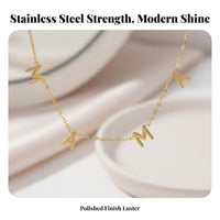 MAMA Letter Necklace Stainless Steel Mom Phrase Necklace Tarnish Resistant