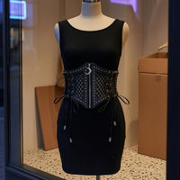 Lace-up Waist Cincher PU Leather Clothing Accessory Zipper Closure