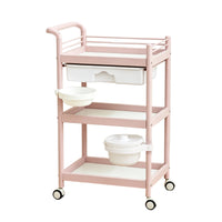 3-Tier Rolling Cart with Basin Mobile Salon Cart with Drawer Multi-Purpose