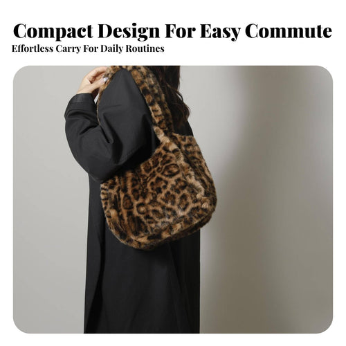 Autumn Winter Design Leopard Print Handbag Soft and Comfortable Soft Fabric Leopard Print Tote Lightweight for Girls, Daily Use, Shopping