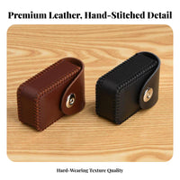 Hands-Effortless Leather Folding Glasses Case Compact Belt Clip Eyeglass Case Safeguarding for Adults, Seniors, Daily Use, Outdoor, Outdoors