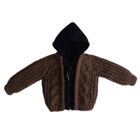Cropped Doll Cardigan Zip-Front Hooded Doll Jacket