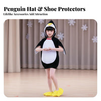 children's Penguin wholesie Hooded Penguin Jumpsuit Soft and Comfortable for Girls