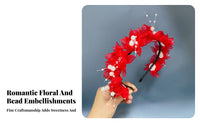Floral Hairband for Children, Flower Wreath Headband, Tulle Mesh, Sweet Korean Design, Handmade, Event, Bride