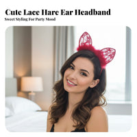 Lace Hare Ear Headband Alluring Design Creature Ears Headband Cosplay Ears Hairband Cute Look Cosplay Ear Headpiece Comfortable