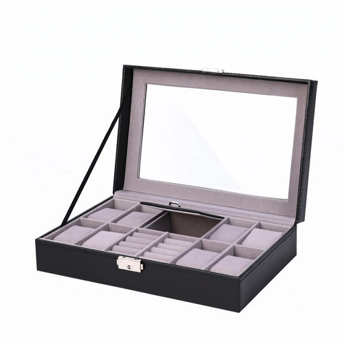 Watch and Jewelry Box Transparent Window Jewelry Watch Box Jewelry Band Slots