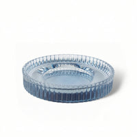 Soap Dish with Ribbed Glass Waterproof Ribbed Soap Dish Round for Vanity, Shower