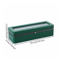 PU Leather Watch Box Metal Trim 6-Slot Watch Box Iron Hinge for Gift Packaging