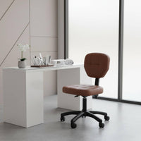Height-Adjustable Salon Chair Padded Seat PU Leather Stool with Wheels