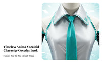 Virtual Singer Uniform striking Teal trims Multi-Piece Anime Suit for Carnival