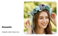 Handmade Fabric Flower Crown Headpiece, Simulated Floral Hair Accessory, Bridal, Boho, Getaway, Photography, Random Color