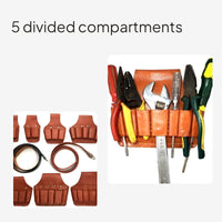 Leather Tool Belt with Multiple Pockets for Electricians