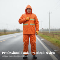 Long-Lasting Reflective Rain Suit Heavy Duty High Visibility Work Suit Adjustable Hood for Road Workers, Women, Rainy Days, Farming