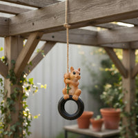 Hanging Squirrel Decoration Jute Rope Squirrel Ornament Outdoor