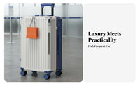 Aluminum Frame Ribbed Luggage Long-Lasting Suitcase Hard Shell Trolley Case Reinforced Corners for Travelers, Vacationers, Vacation, Vacations, Airports, Short Getaway Getaways