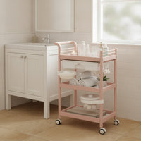 3-Tier Rolling Cart with Basin Mobile Salon Cart with Drawer Multi-Purpose