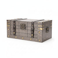 Wooden Box with Hinged Lid Vintage-Style Wooden Box with Lock Rustic Jewelry Chest for Desk