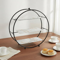 3-Tier Cake Stand Sturdy Iron Frame 3 Tier Cake Stand Space-Saving Dessert Tiered Tray for Party
