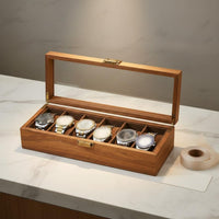 Wood Grain Watch Storage Box Multi-Functional Watch Collection Display Case Large Capacity Metal Clasp