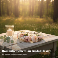Bohemian Floral Crown Headband, Handmade Flower Hair Accessory, Bridal Wedding Photo Prop
