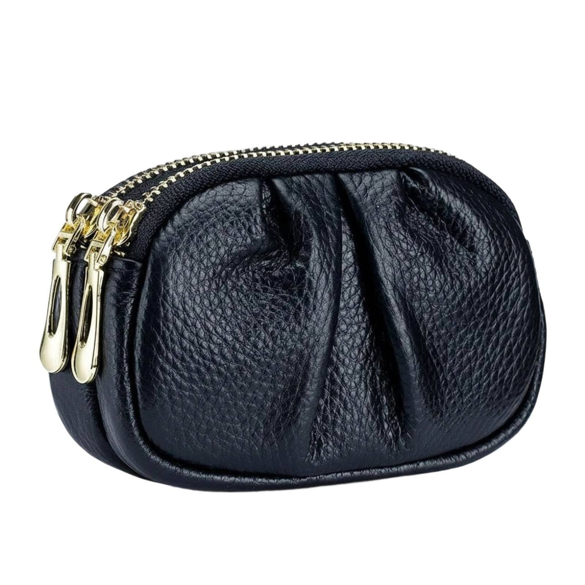 Pleated Coin Purse Small Size Mini Change Wallet Double Fastener Pouch Multi-Functional Zip Coin Pouch Minimalist Design