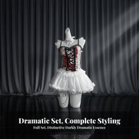 2 Pieces Gothic Angel Costume Lace Details Corset Top and Skirt Set for Women