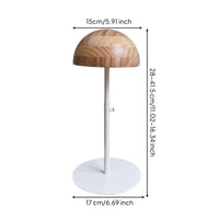 Wooden Hat Form Wood Grain Finish Hat Display Stand Metal Base
