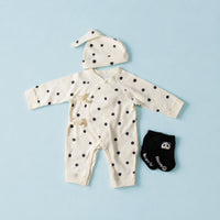 Side Tie Infant Jumpsuit Convenient Closures Gender-Neutral Cotton Jumpsuit Soft