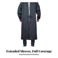 Thickened Material Long Sleeve Denim Smock Stain-Resistant Denim Work Coverall Large Front Pocket for Mechanics, Factory, Workshop